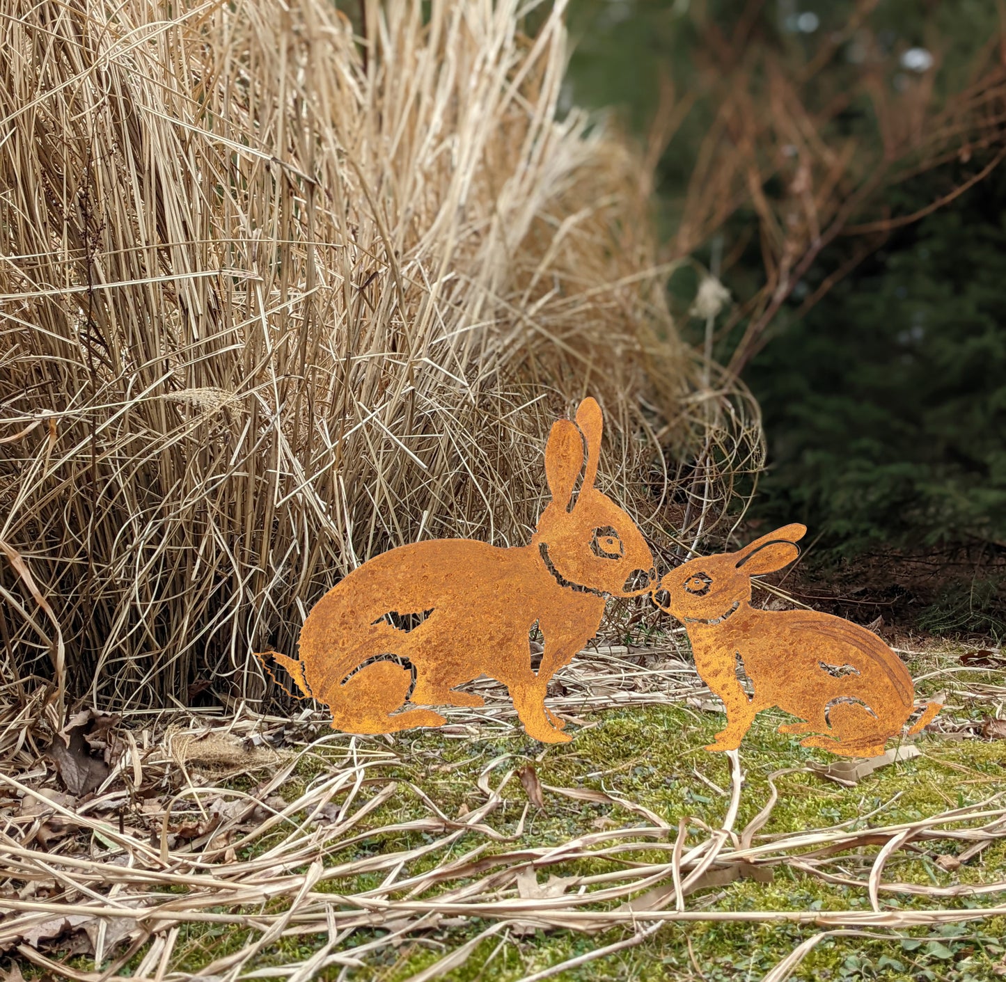 Metal Rabbits Garden Decoration