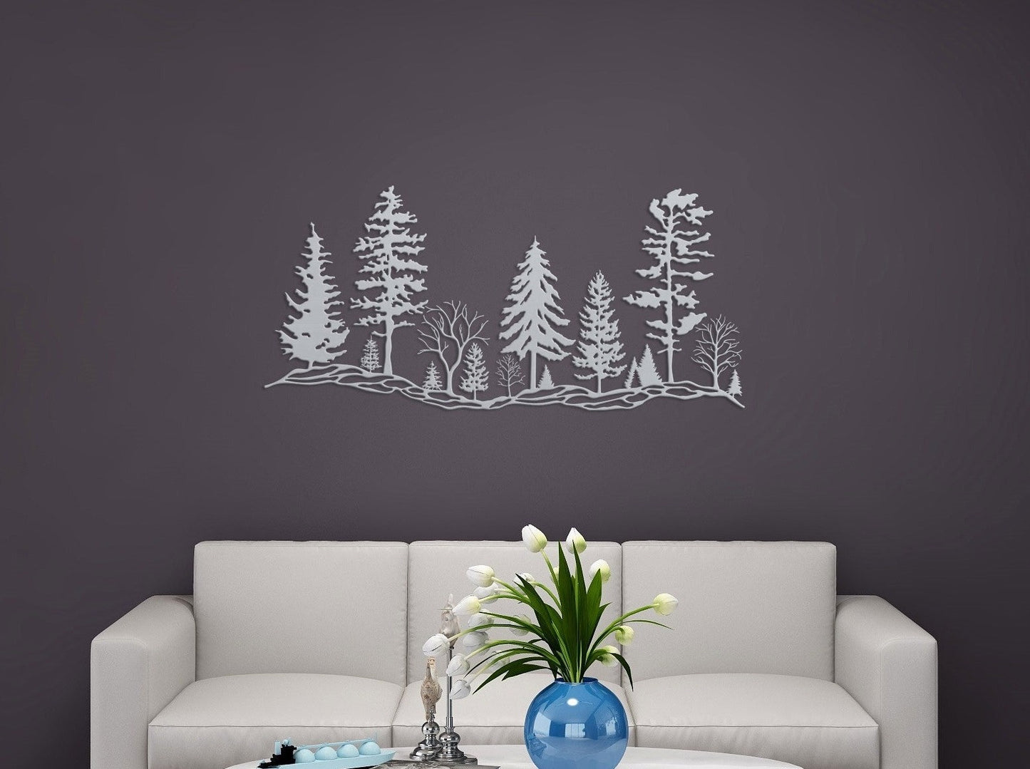 Tree Hillside Metal Wall Art Decor