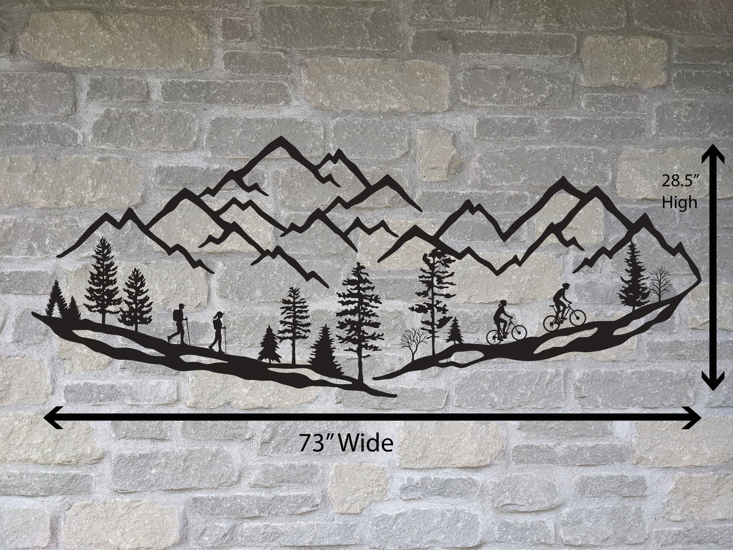 XL Mountain Scene - Bikers and hikers