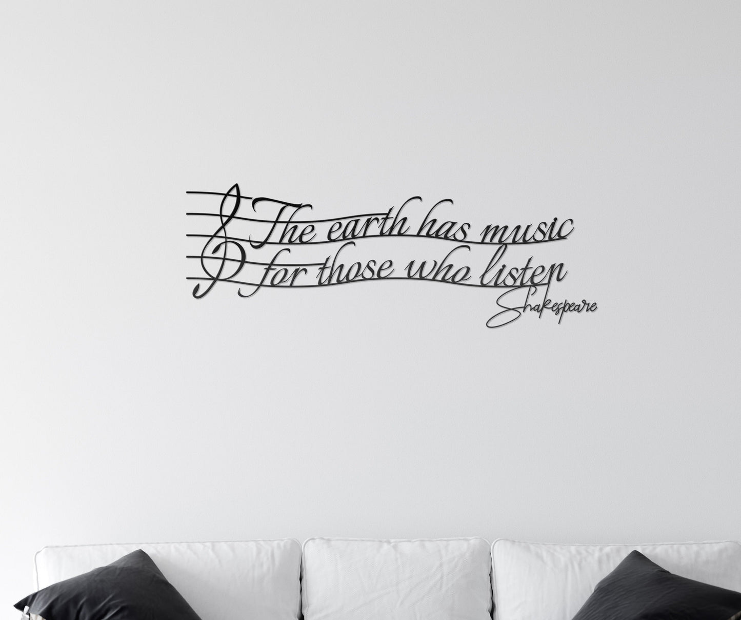 Music Quote "The Earth Has Music", All Black, 30" wide
