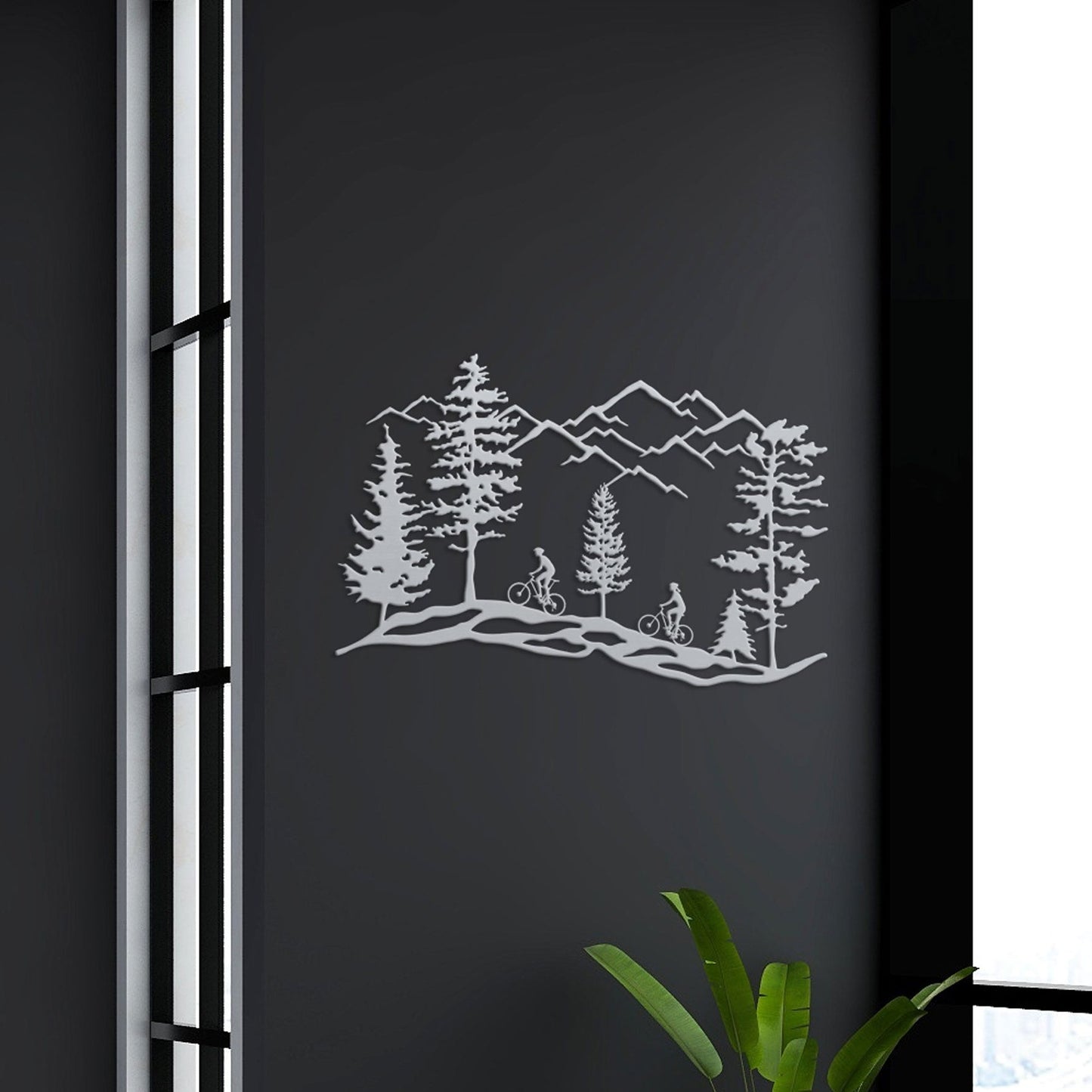 Mountain Bike Tree Metal Wall Art Decor
