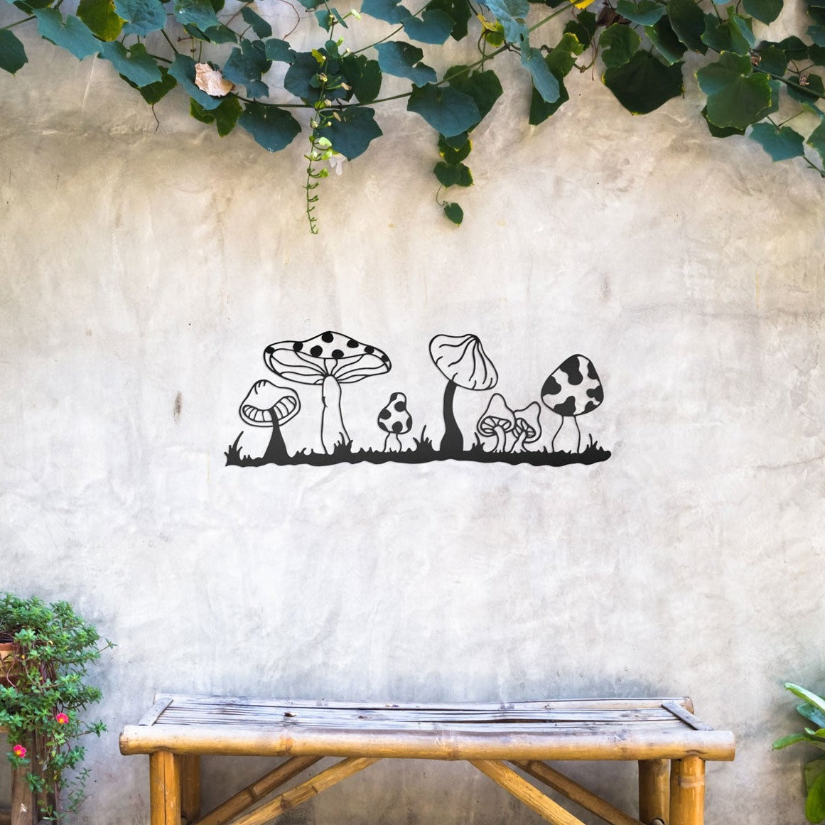 metal wall art mushroom garden