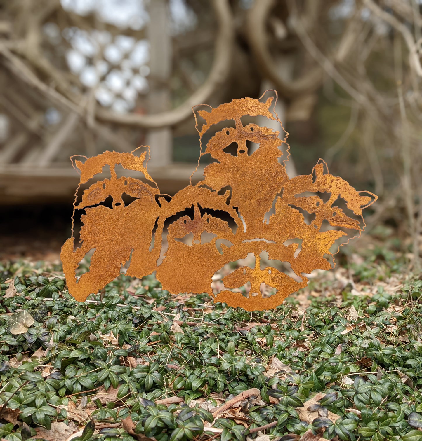 Metal Raccoon Garden Decoration