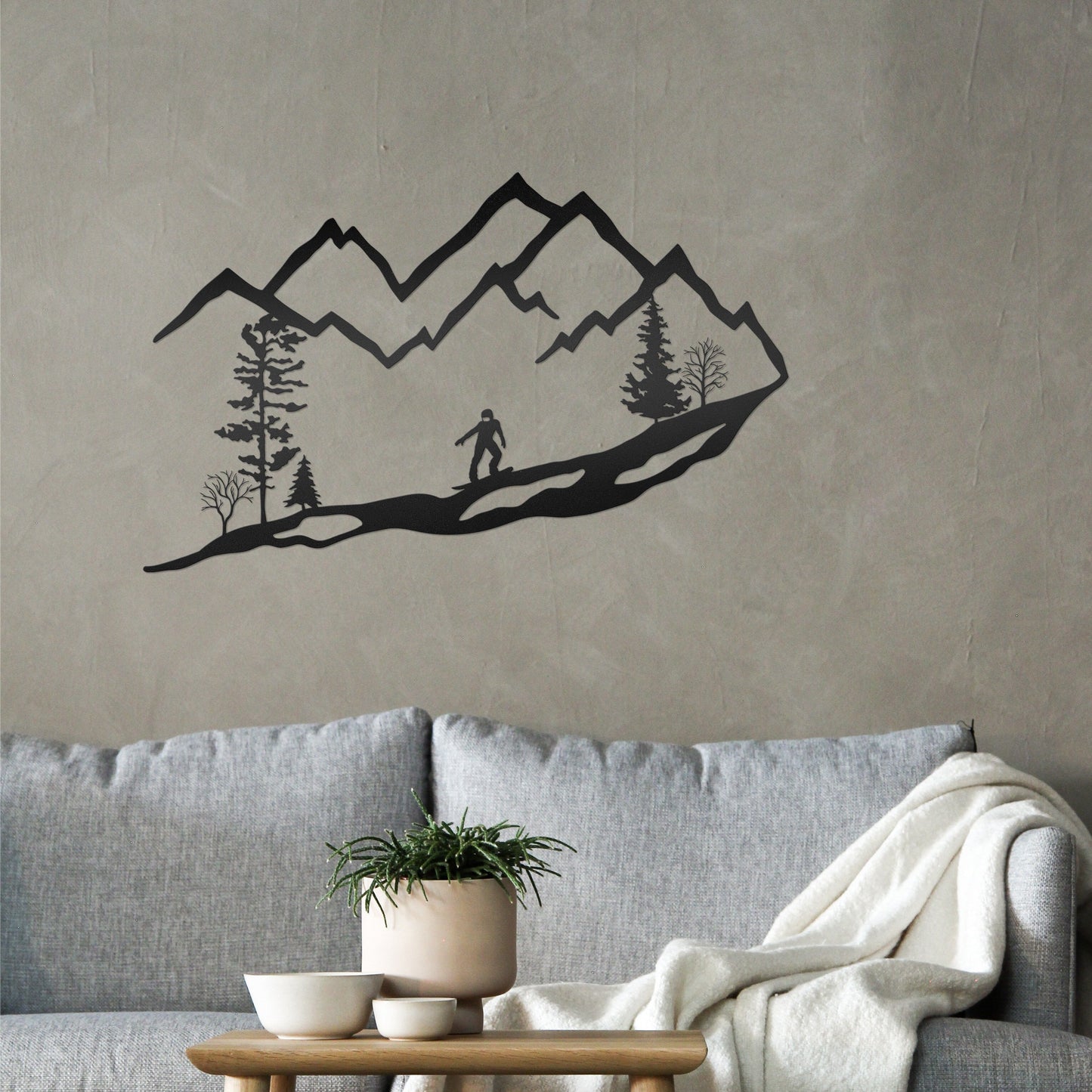 mountain snowboard ski snow resort metal wall art decor