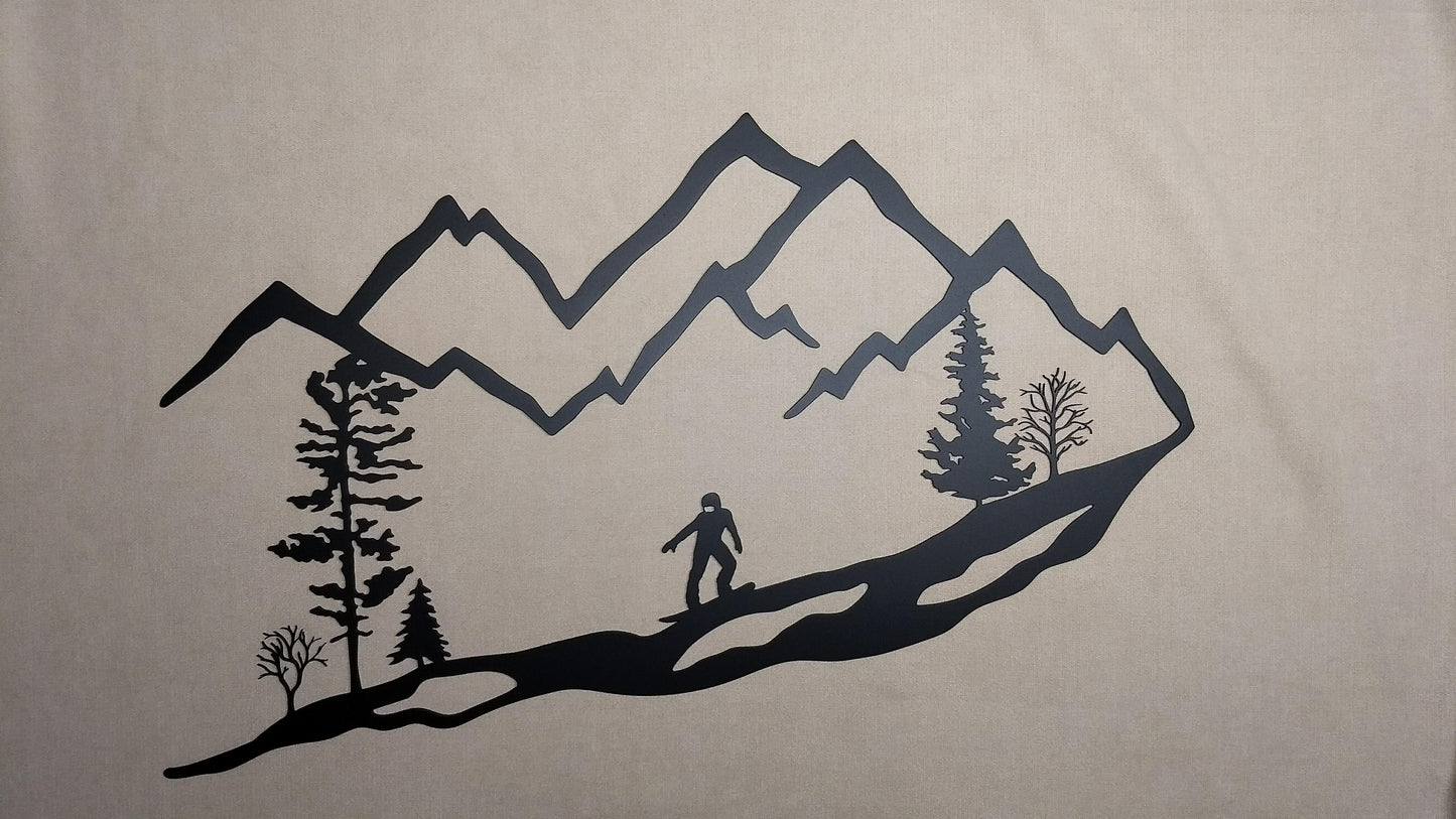 Mountain Snowboard Scene, Metal Wall Art