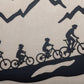 Mountain Biker Family of 4, Boy and Girl children, Metal Wall Art
