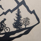 Mountain Biker Family of 3, Girl Child, Metal Wall Art