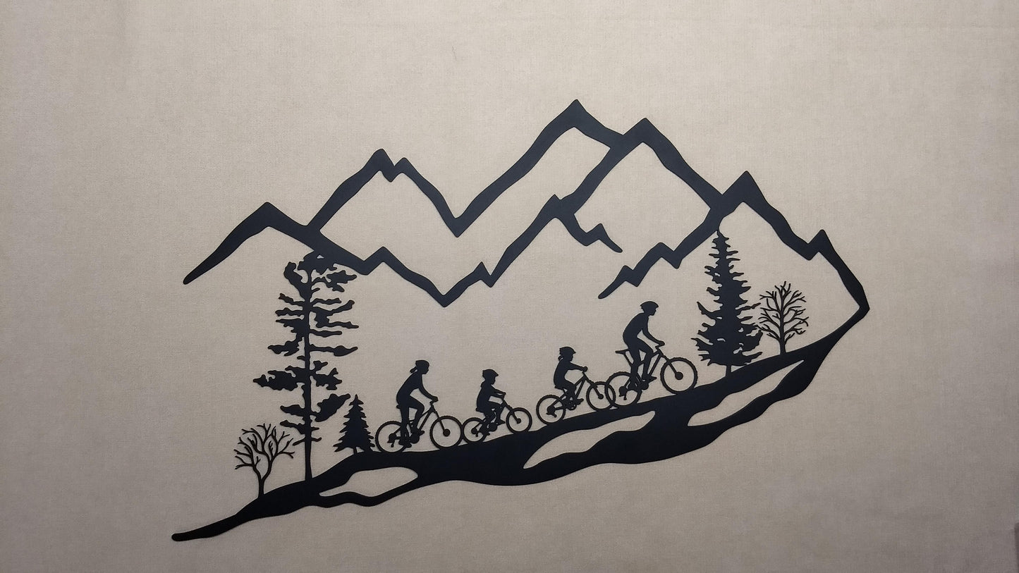 Mountain Biker Family of 4, Two Girl children