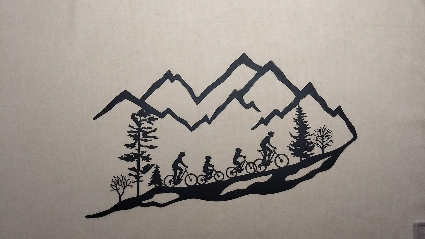 Mountain Biker Family of 4, Two Girl children