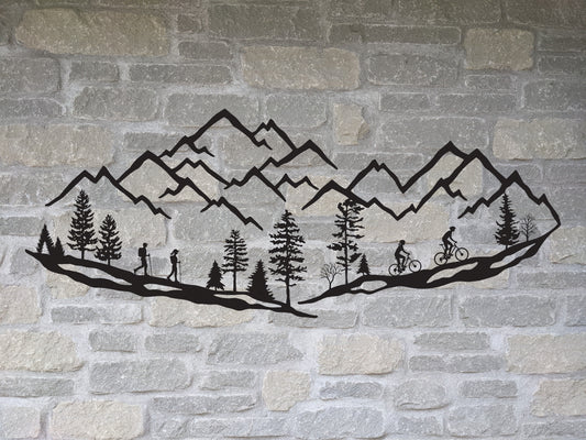 XL Mountain Scene - Bikers and hikers
