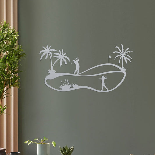 Golf Palm Tree Metal Wall Art Decor