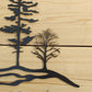 3 Trees on Rock, Metal Wall Art