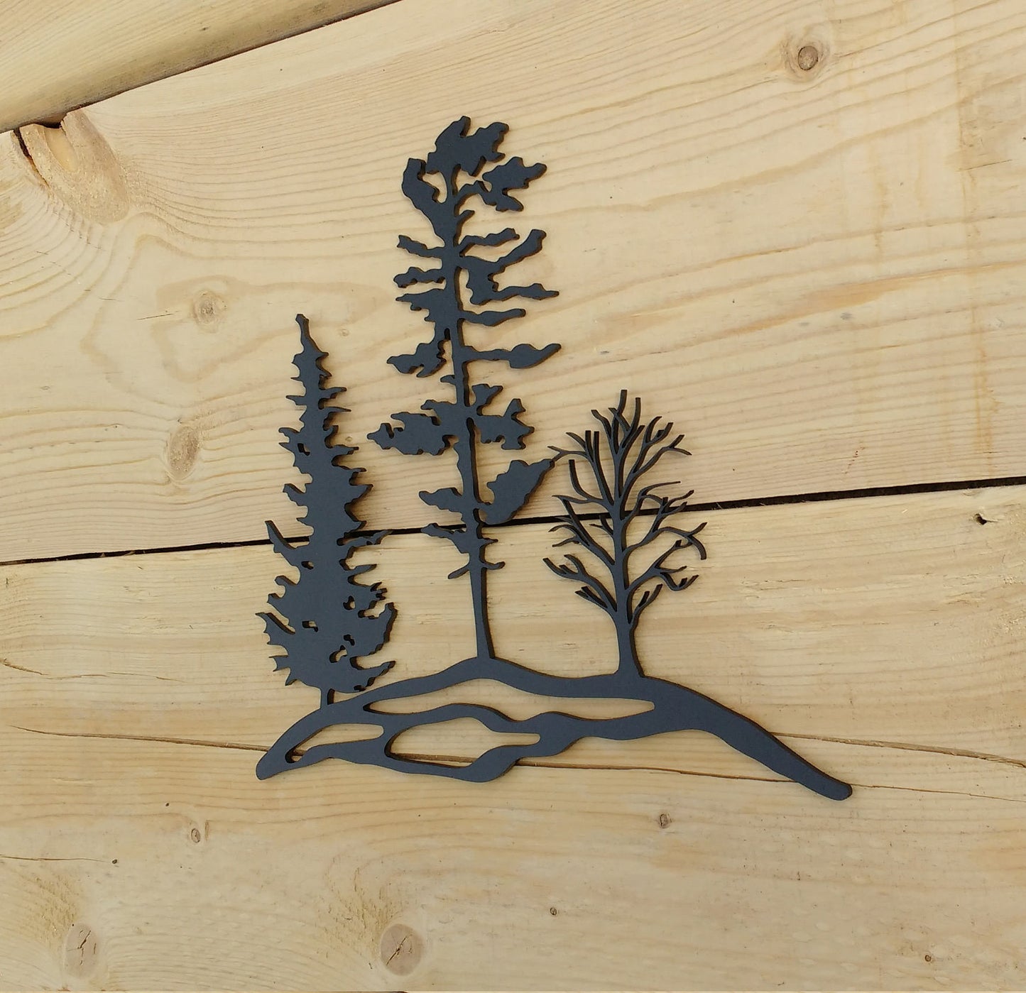 3 Trees on Rock, Metal Wall Art