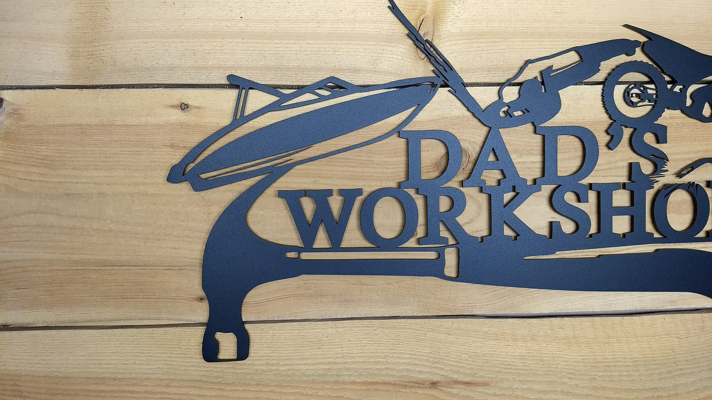 Dad's Workshop Sign,  Black - 24" wide