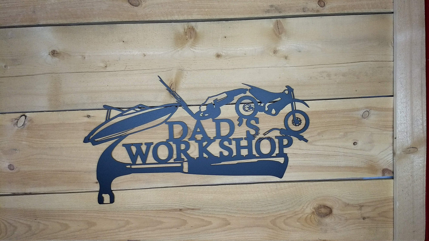 Dad's Workshop Sign,  Black - 24" wide