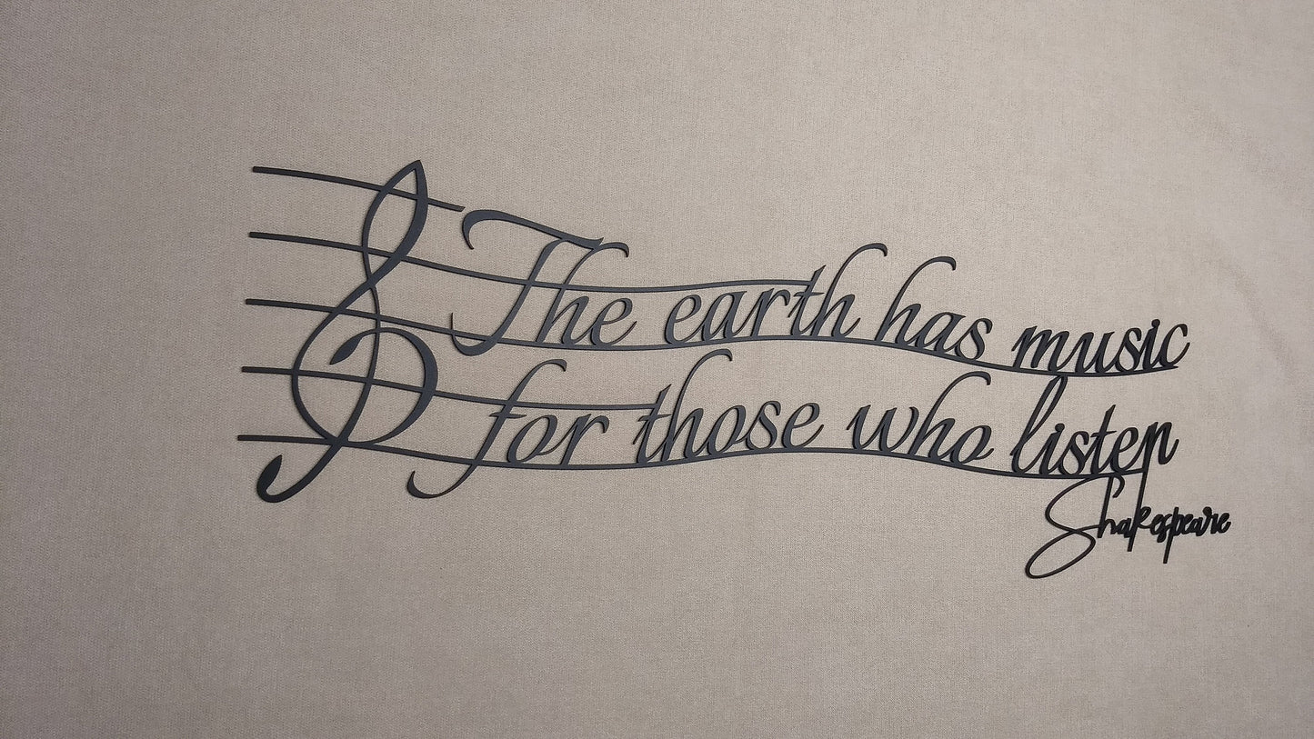 Music Quote "The Earth Has Music", All Black, 30" wide