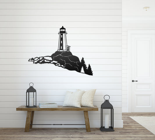 Lighthouse Scene with Rocks