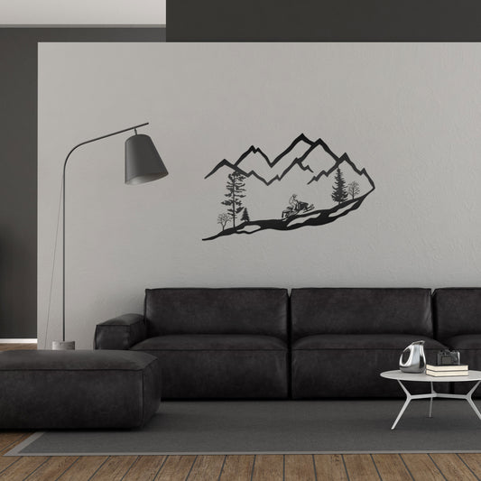 Mountain snowmobile snow metal wall art decor
