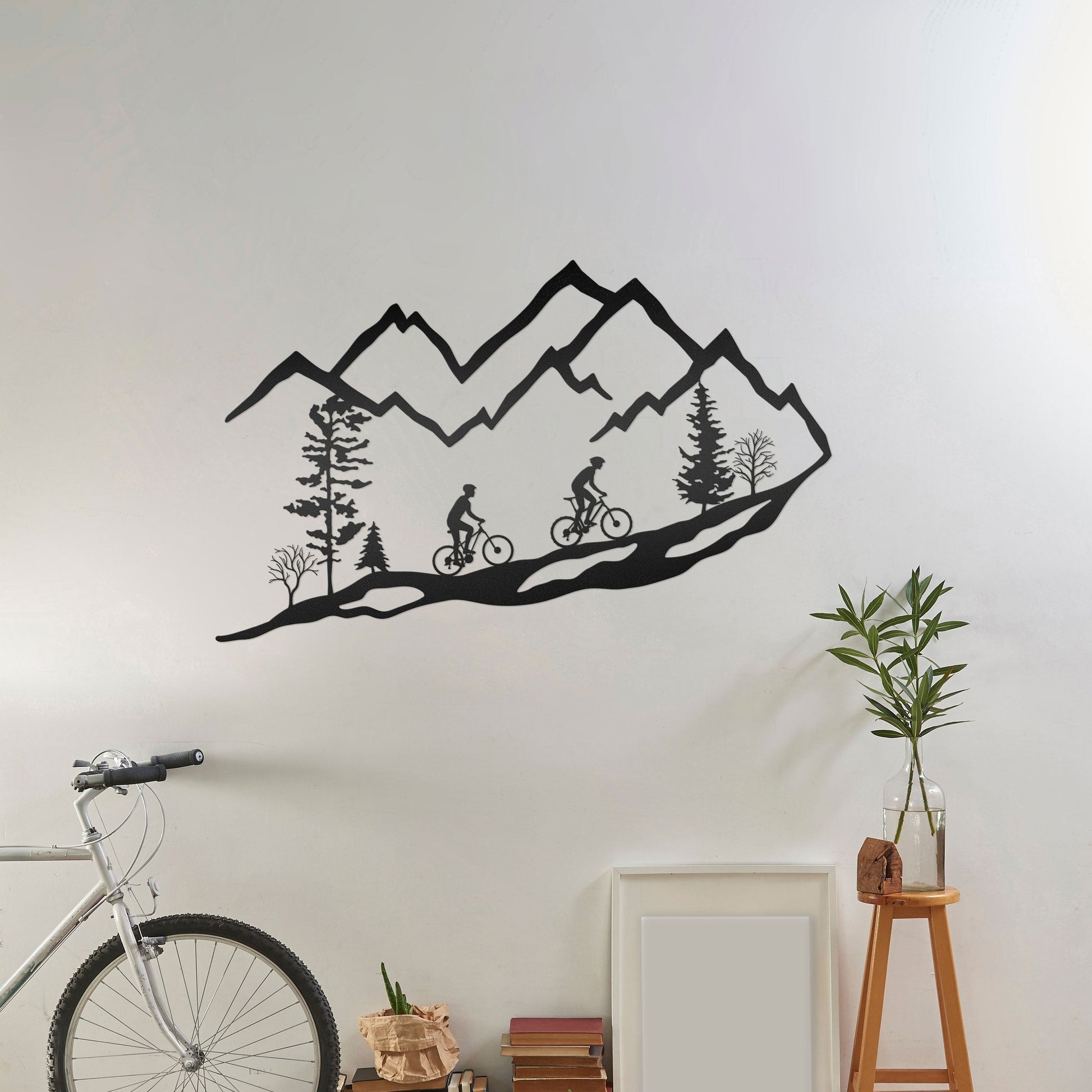 mountain bike biker metal wall art decor